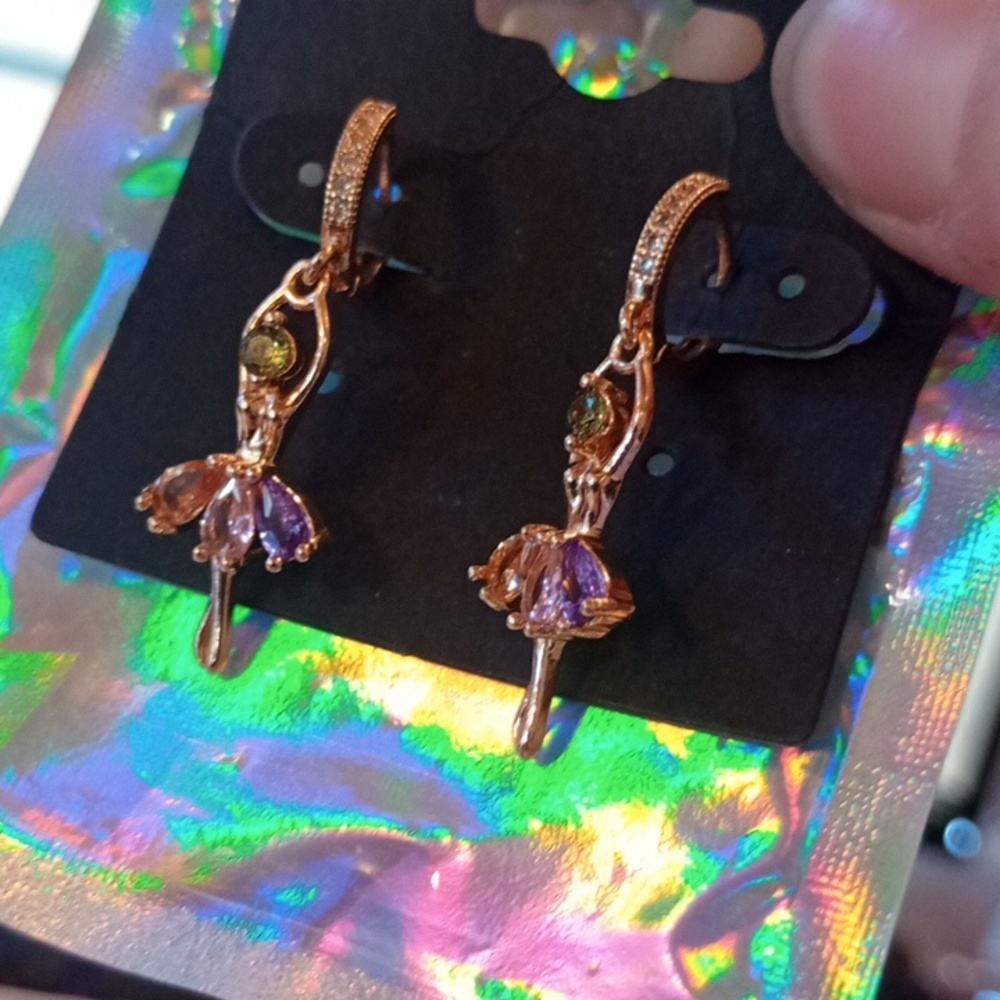 ♥️A Individually $10 Or Bundle 4/$20 Dainty Gold Ballerina Earrings 💛 - Picture 2 of 7